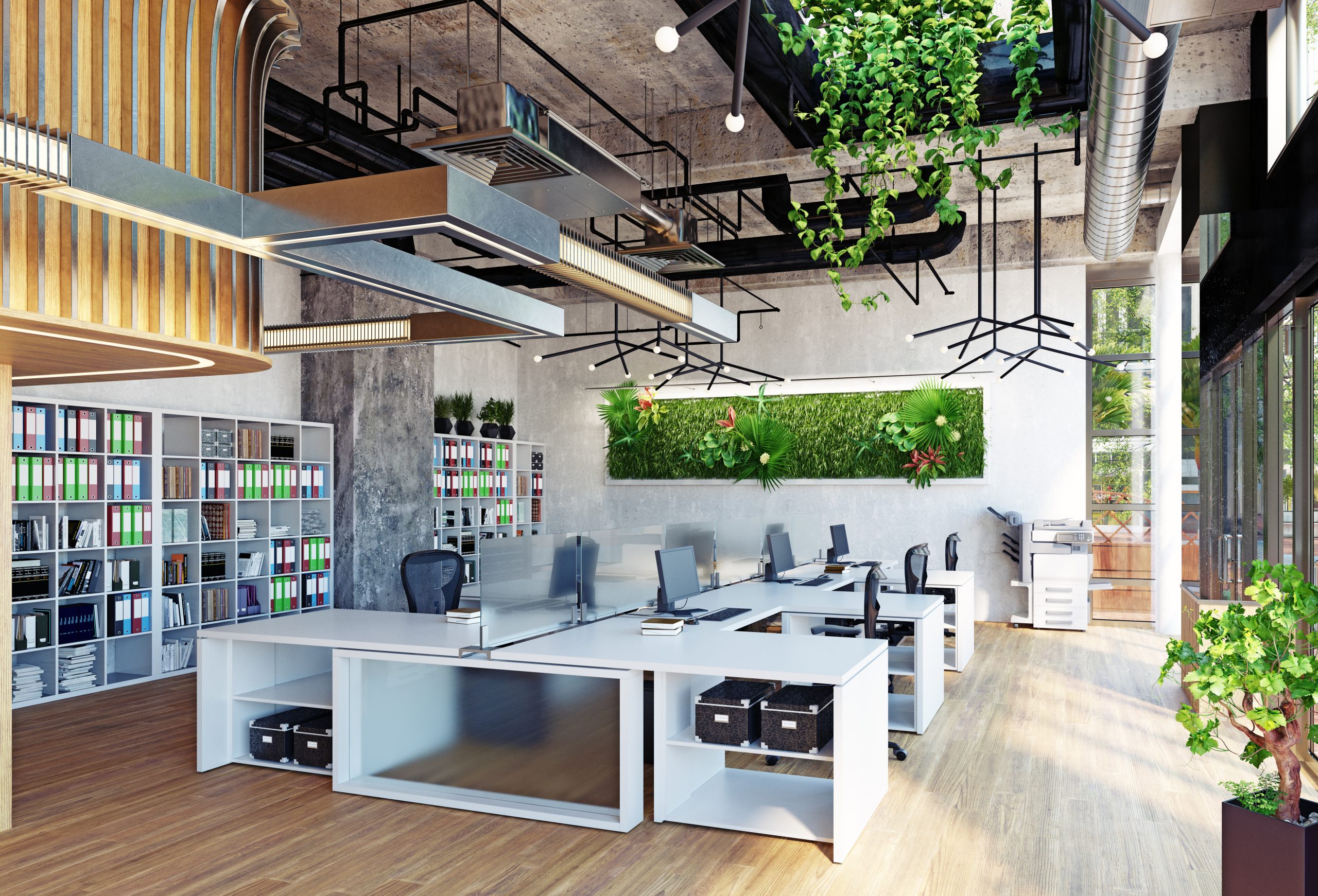 modern  office interior, 3d rendering business concept design